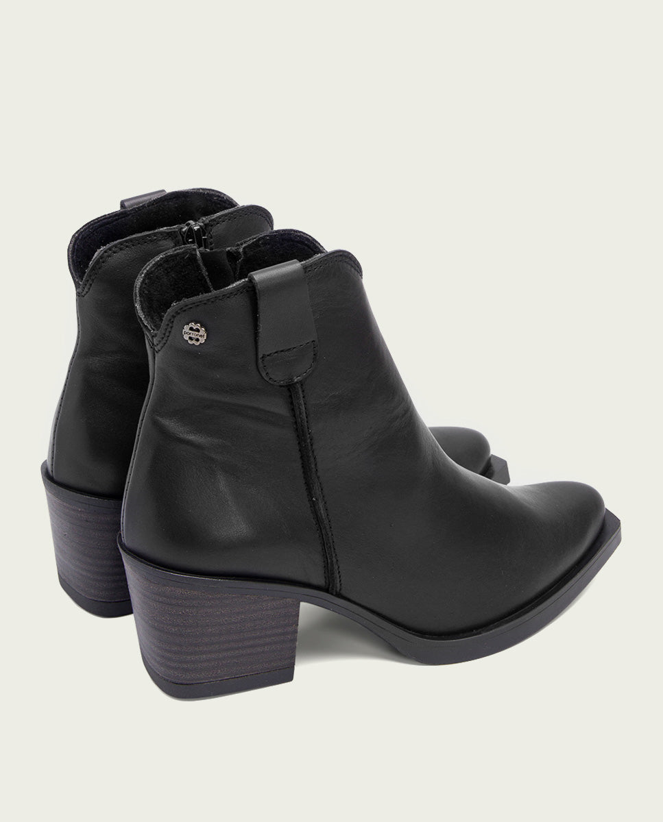 porronet BOTINES COWBOY DE PIEL NEGRO CON CREMALLERA HADRIA Outlet