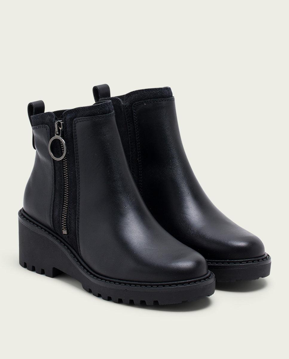 porronet BOTINES DE PIEL CON CUÑA Y CREMALLERA NEGRO LEONA Outlet online
