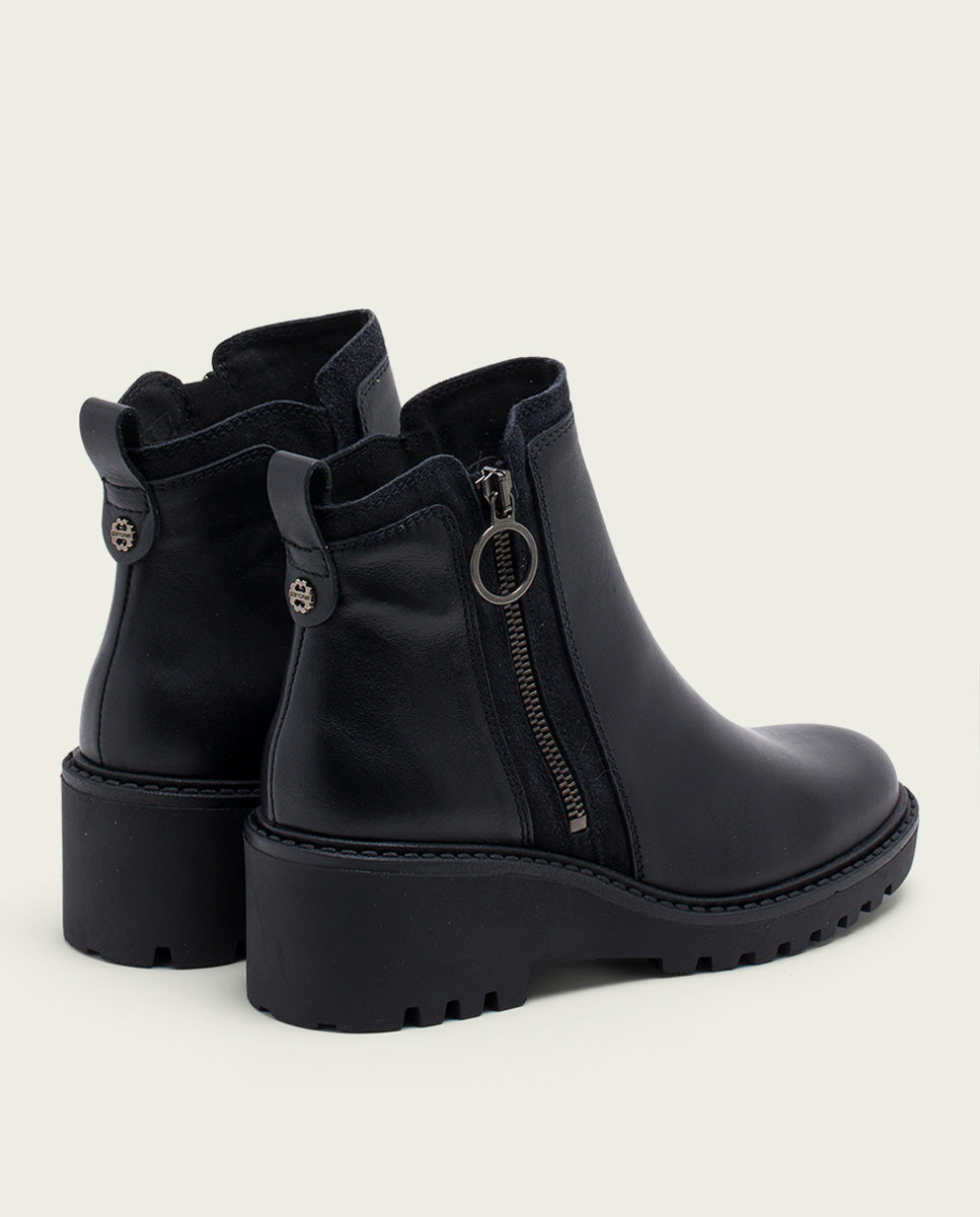 porronet BOTINES DE PIEL CON CUÑA Y CREMALLERA NEGRO LEONA Outlet online