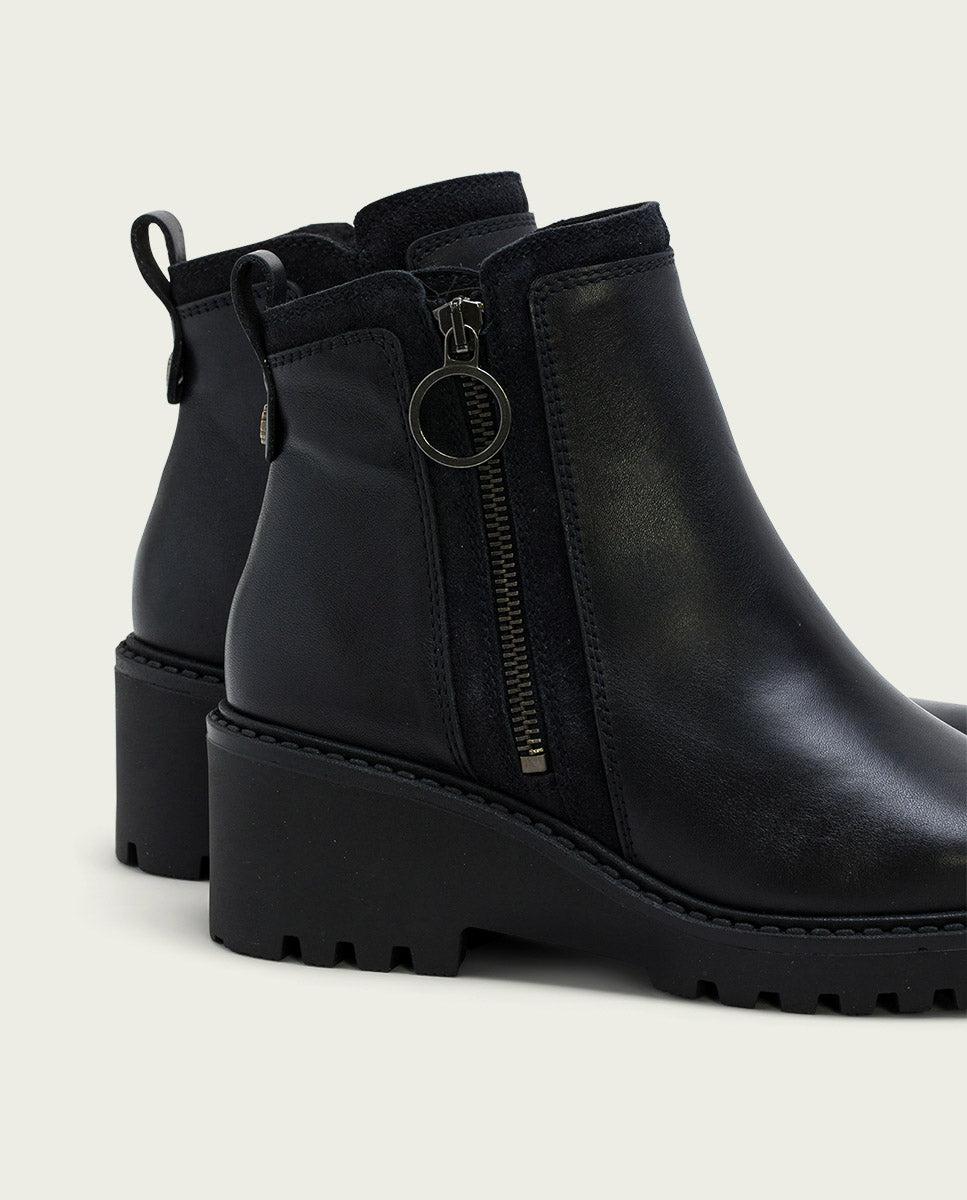 porronet BOTINES DE PIEL CON CUÑA Y CREMALLERA NEGRO LEONA Outlet online