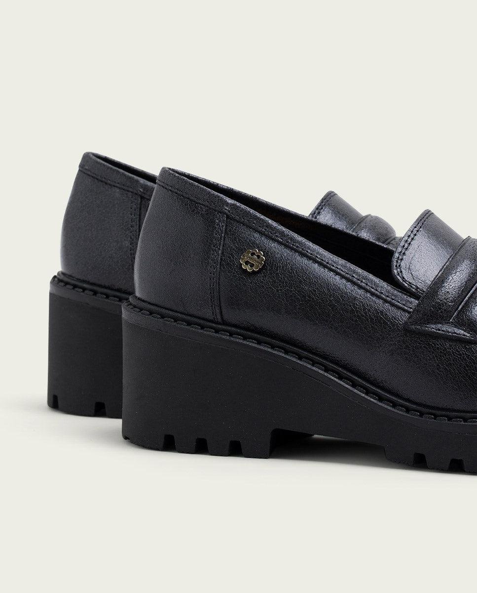 porronet MOCASINES DE PIEL CON CUÑA NEGRA LARI Rebajas