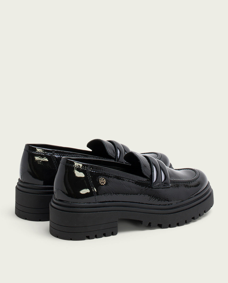 porronet MOCASINES DE PIEL CHAROL NEGROS FAYE Gran oferta