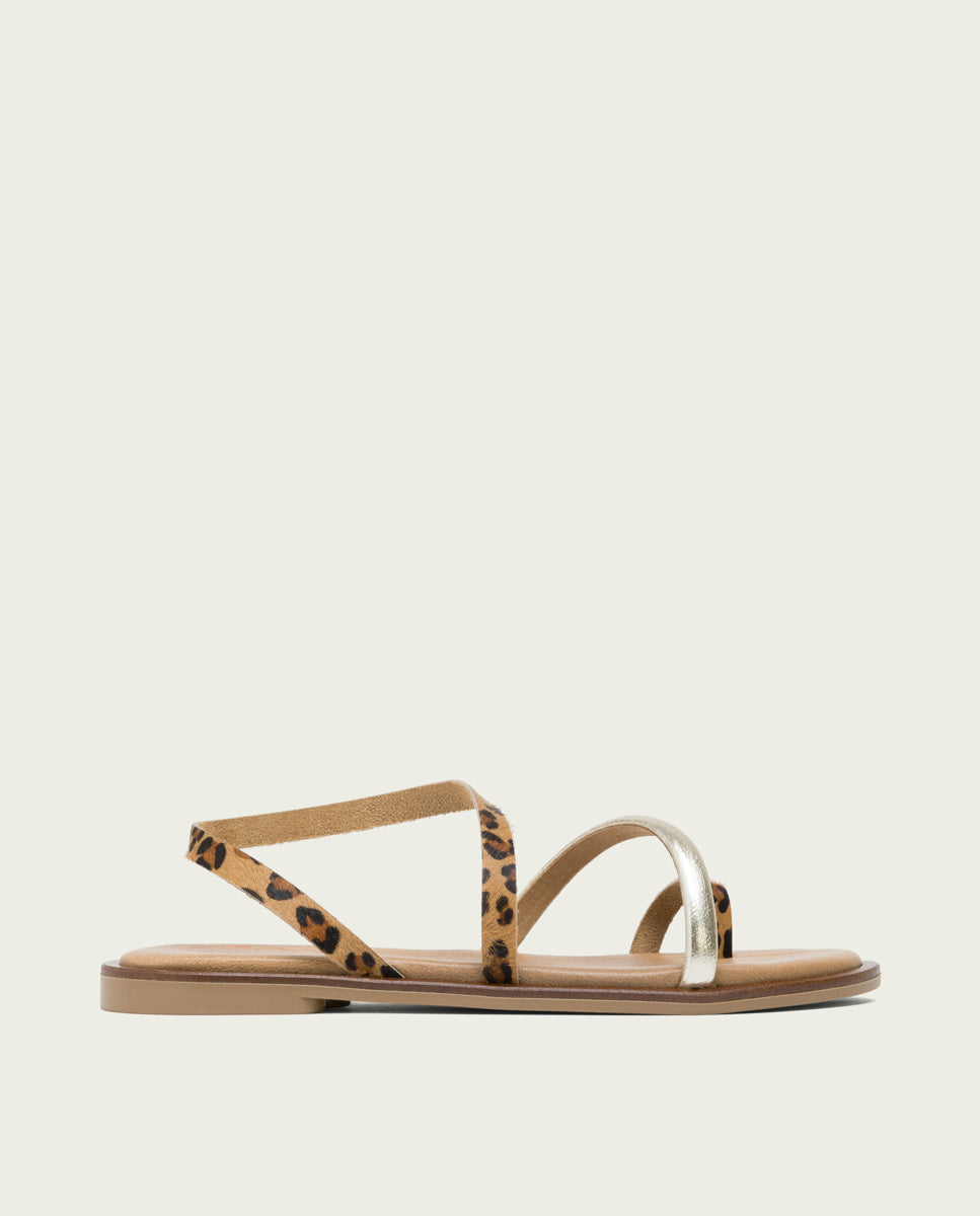 porronet SANDALIA PLANA PIEL ANIMAL PRINT CAMERON Rebajas de fábrica