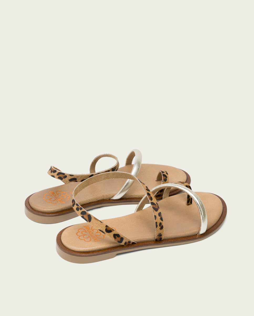 porronet SANDALIA PLANA PIEL ANIMAL PRINT CAMERON Rebajas de fábrica