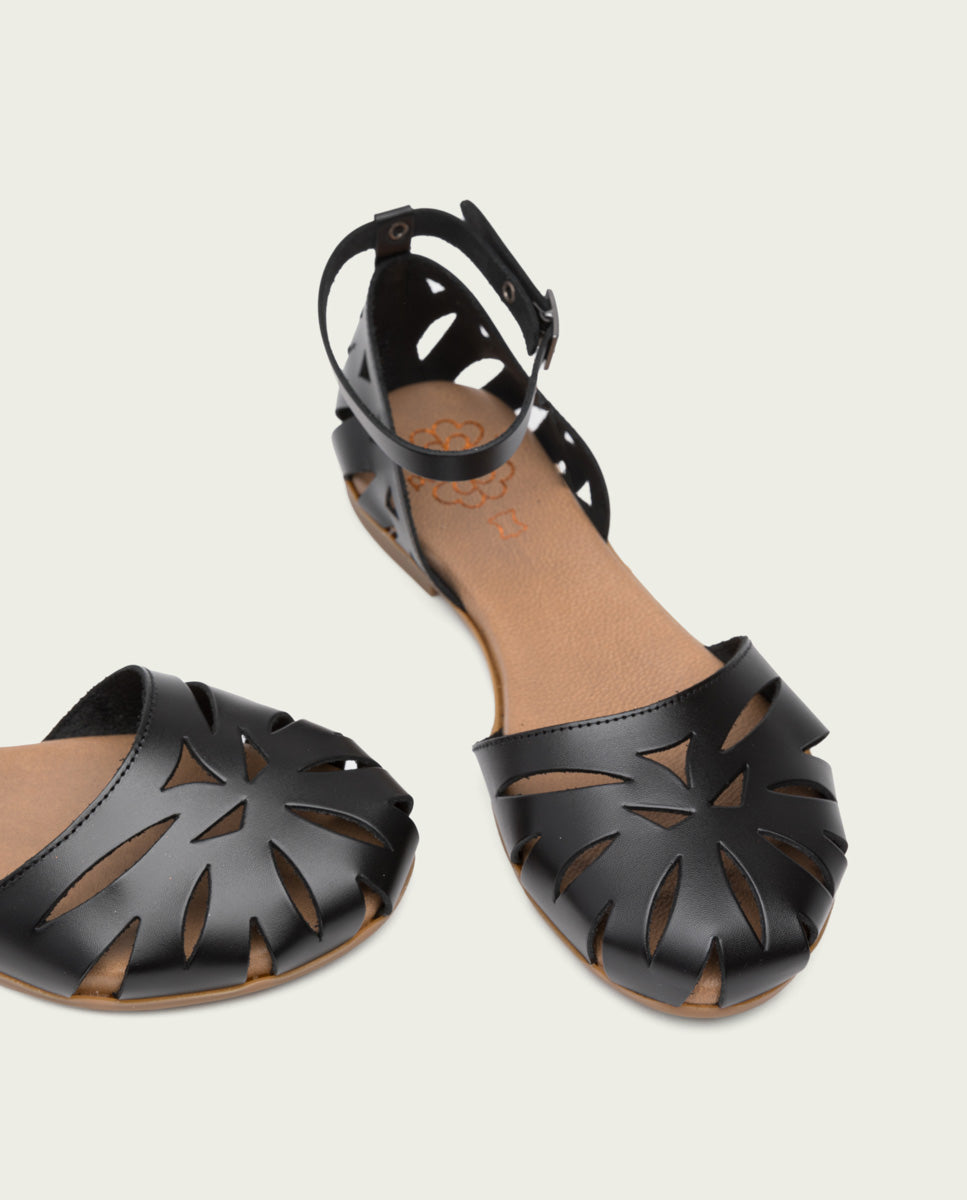porronet SANDALIA PLANA PIEL NEGRO BETH Tienda
