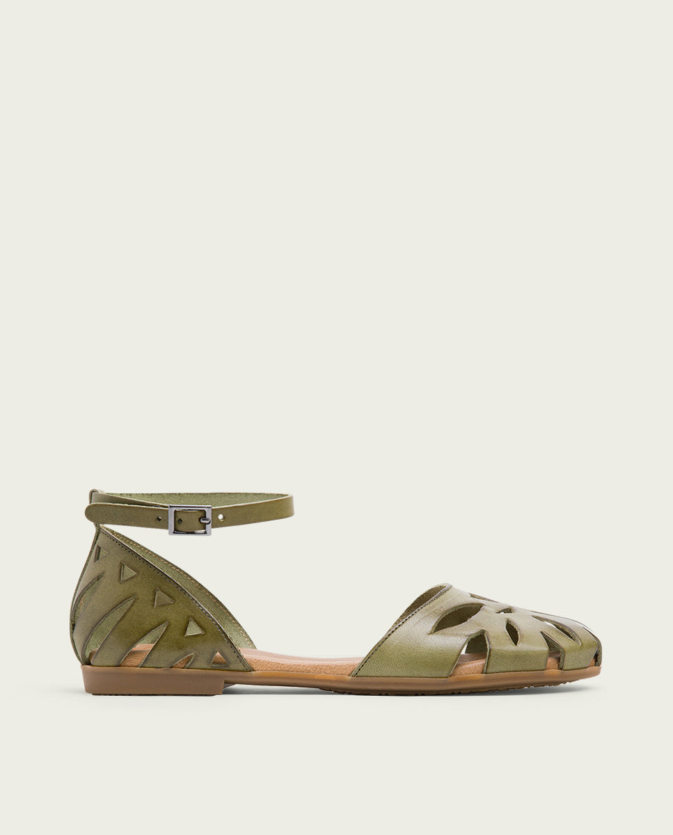 porronet SANDALIA PLANA PIEL KAKI BETH