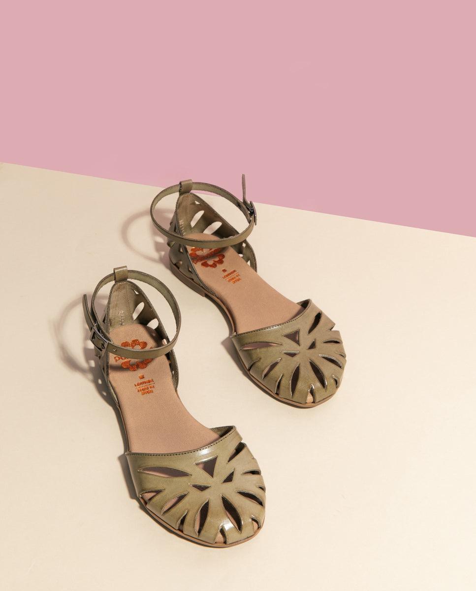 porronet SANDALIA PLANA PIEL KAKI BETH Tienda