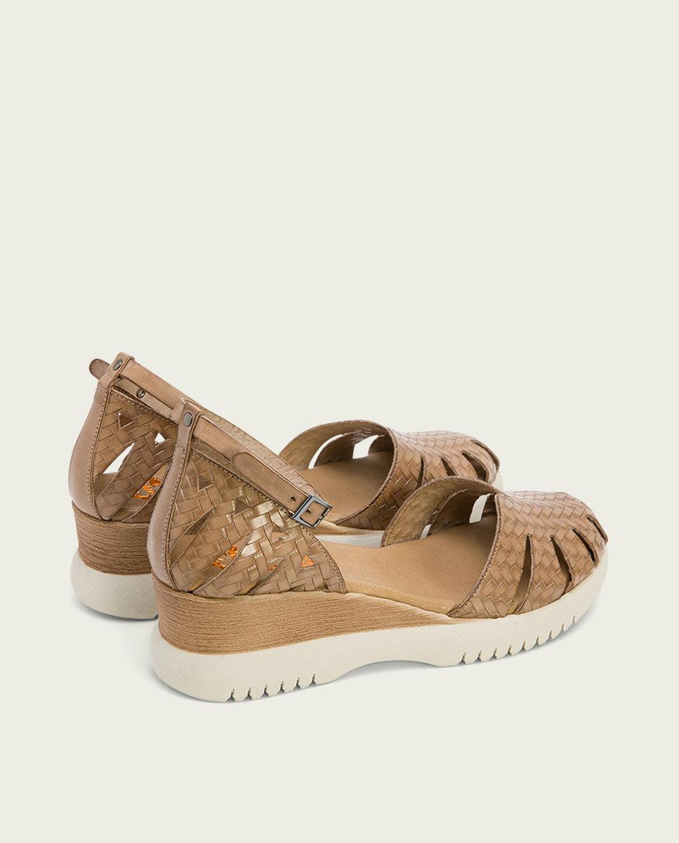 porronet SANDALIA CUÑA PIEL TAUPE EDNA Rebajas online