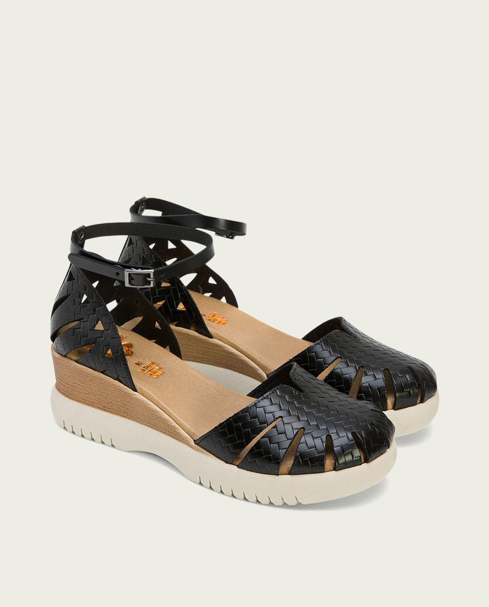 porronet SANDALIA CUÑA PIEL NEGRA EDNA Rebajas top