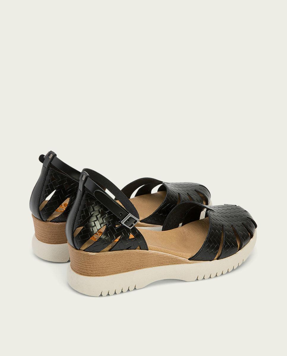 porronet SANDALIA CUÑA PIEL NEGRA EDNA Rebajas top
