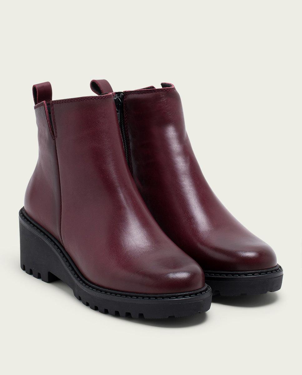 porronet BOTINES DE PIEL CON CUÑA Y CREMALLERA BURDEOS LETHA ÚLTIMAS EDICIONES