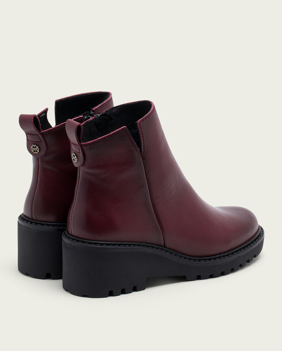 porronet BOTINES DE PIEL CON CUÑA Y CREMALLERA BURDEOS LETHA ÚLTIMAS EDICIONES