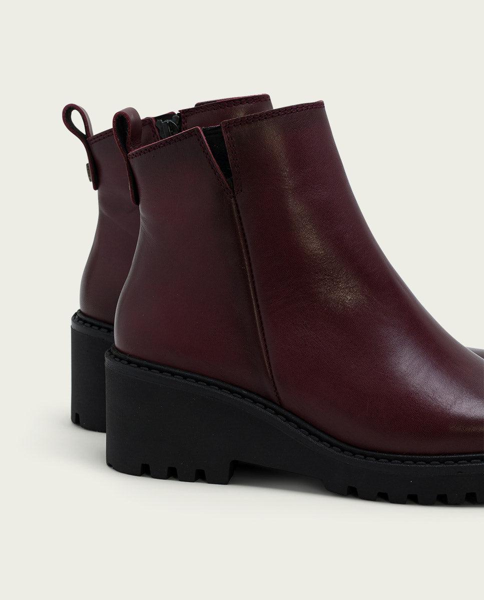 porronet BOTINES DE PIEL CON CUÑA Y CREMALLERA BURDEOS LETHA ÚLTIMAS EDICIONES