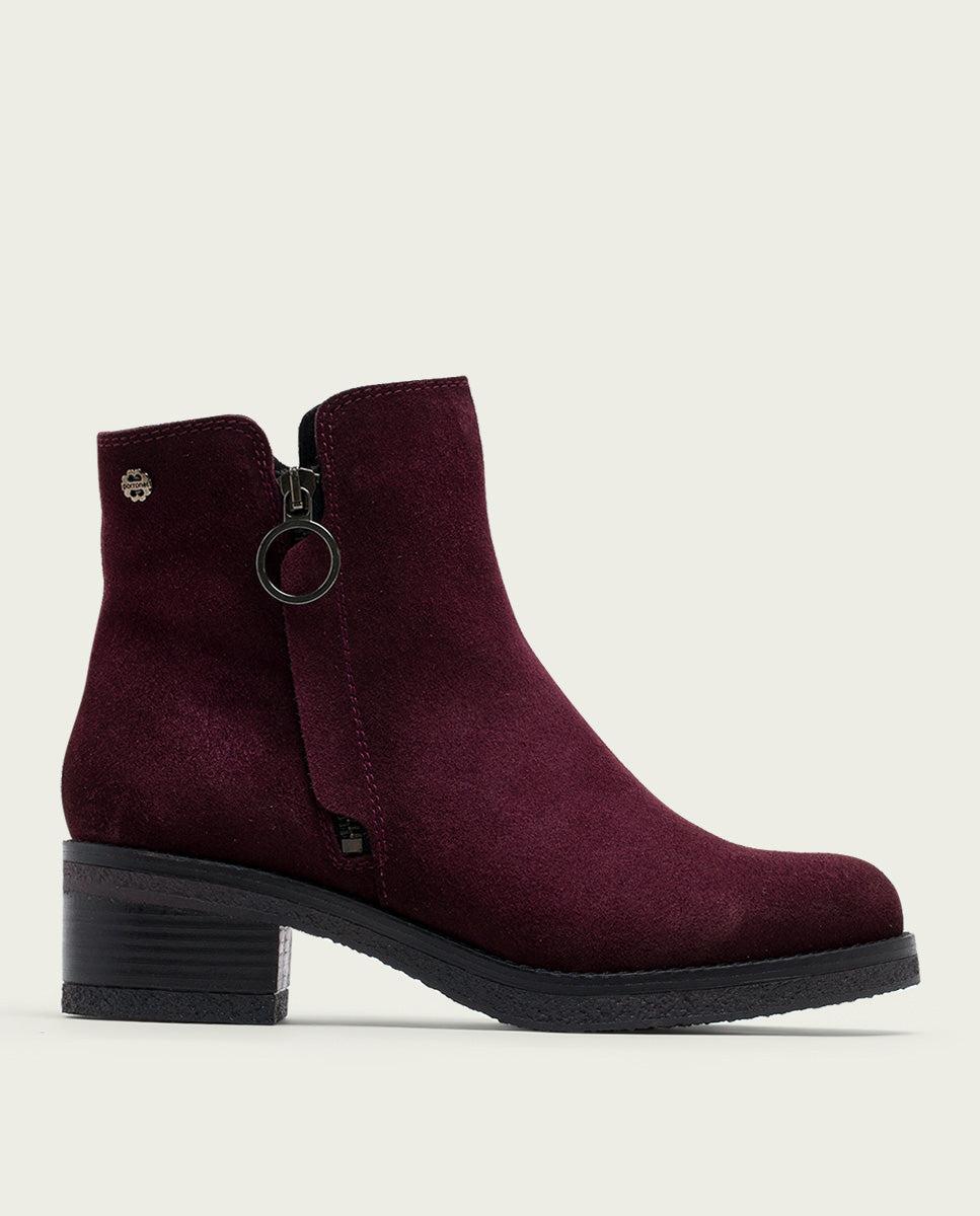 porronet BOTINES DE PIEL BURDEOS CON CREMALLERA GLEDA