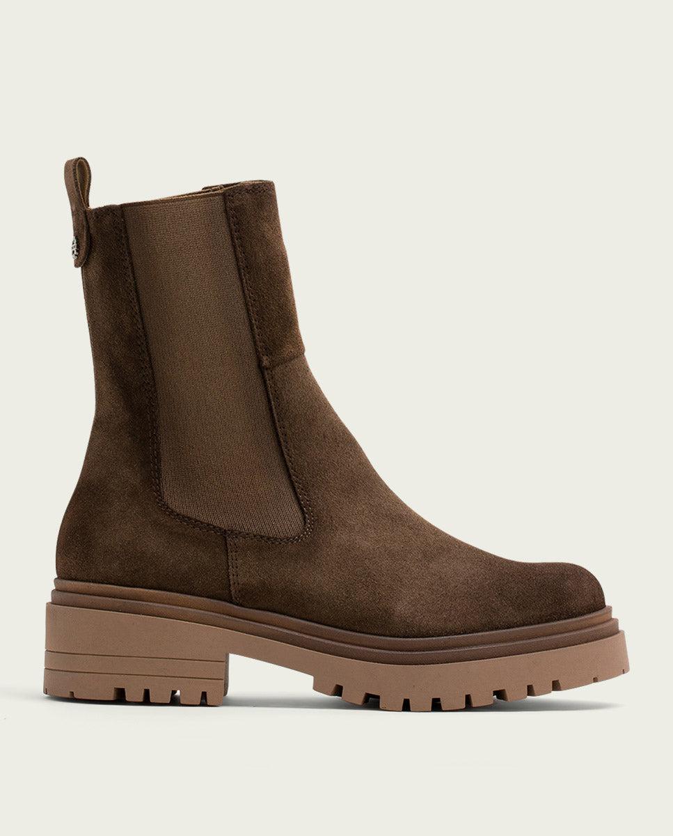 porronet BOTINES DE SERRAJE MOKA CON ELÁSTICOS FLEUR Promoción por tiempo limitado