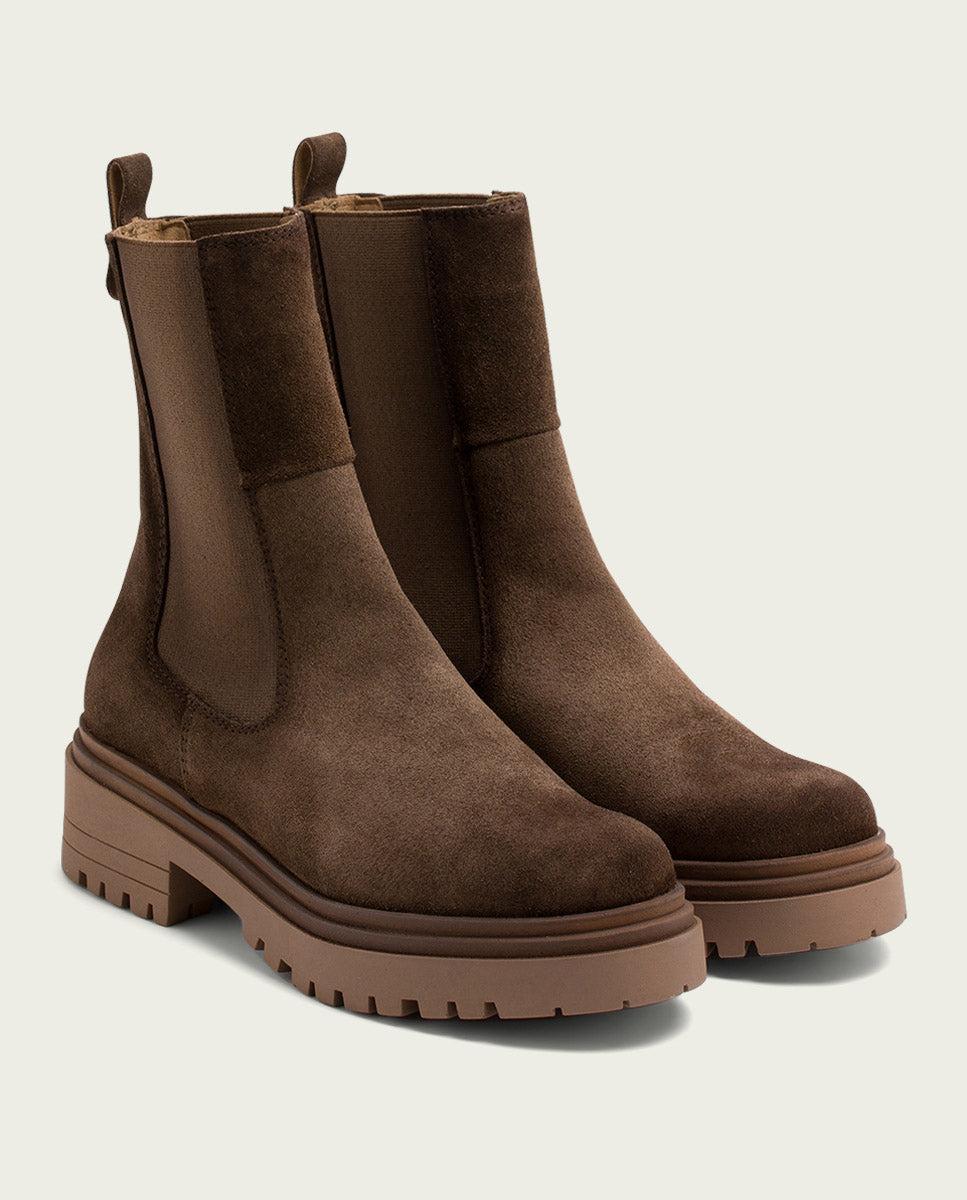 porronet BOTINES DE SERRAJE MOKA CON ELÁSTICOS FLEUR Promoción por tiempo limitado