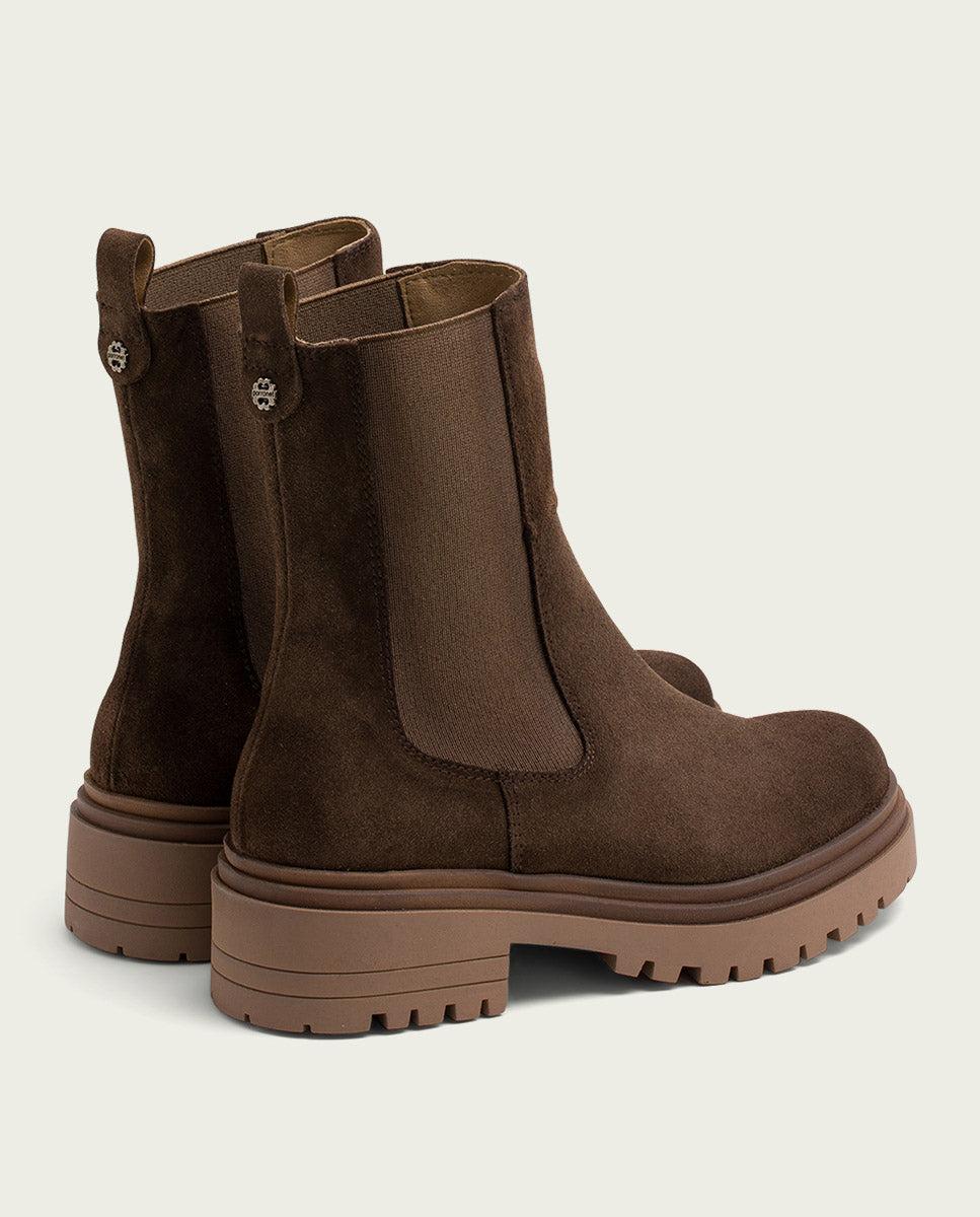 porronet BOTINES DE SERRAJE MOKA CON ELÁSTICOS FLEUR Promoción por tiempo limitado