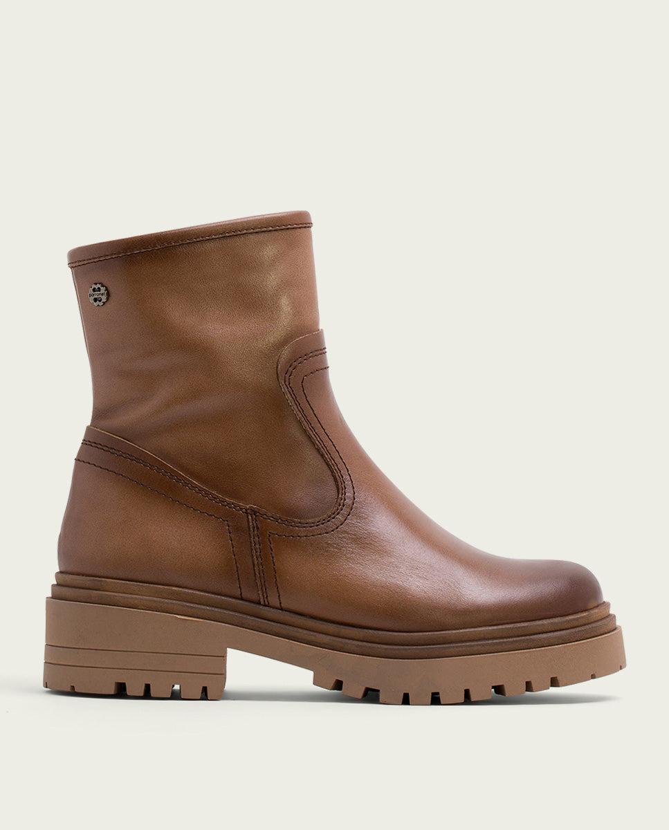 porronet BOTINES DE PIEL TAUPE CON CREMALLERA FIALA
