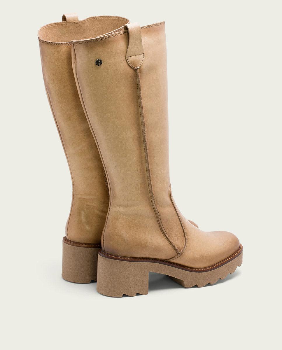 porronet BOTAS DE PIEL CON CREMALLERA CAMEL MAYRA Superdescuento