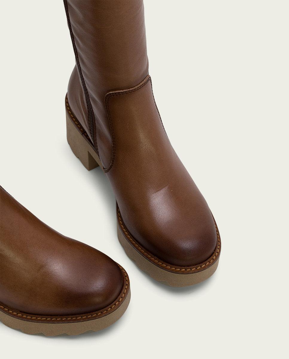 porronet BOTAS DE PIEL CON CREMALLERA TAUPE MAYRA Grandes descuentos