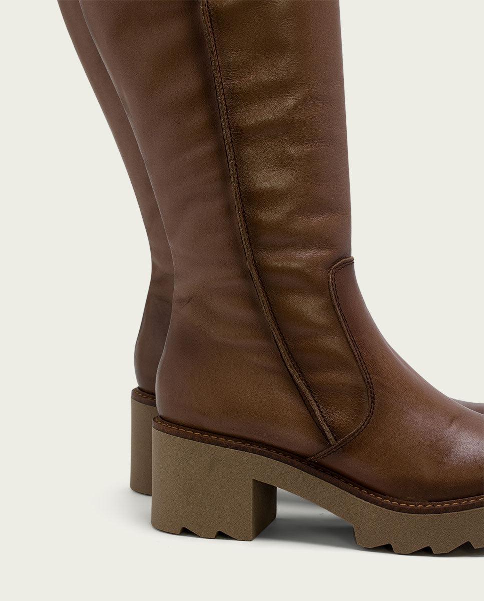 porronet BOTAS DE PIEL CON CREMALLERA TAUPE MAYRA Grandes descuentos