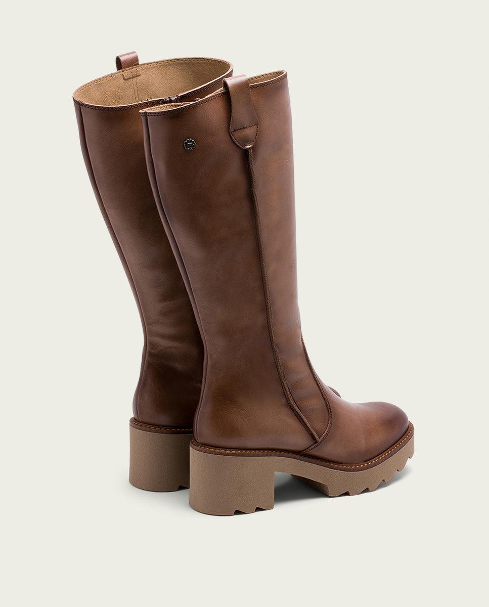 porronet BOTAS DE PIEL CON CREMALLERA TAUPE MAYRA Grandes descuentos