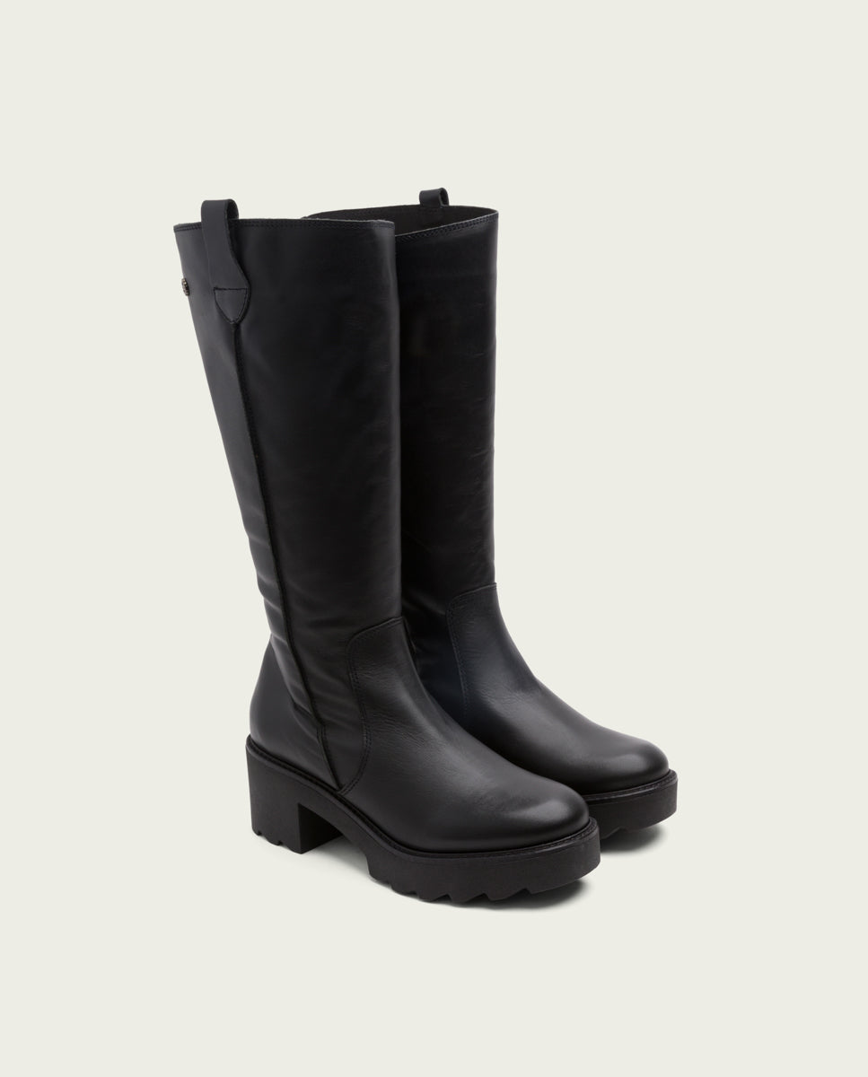 porronet BOTAS DE PIEL CON CREMALLERA NEGRA MAYRA Liquidación