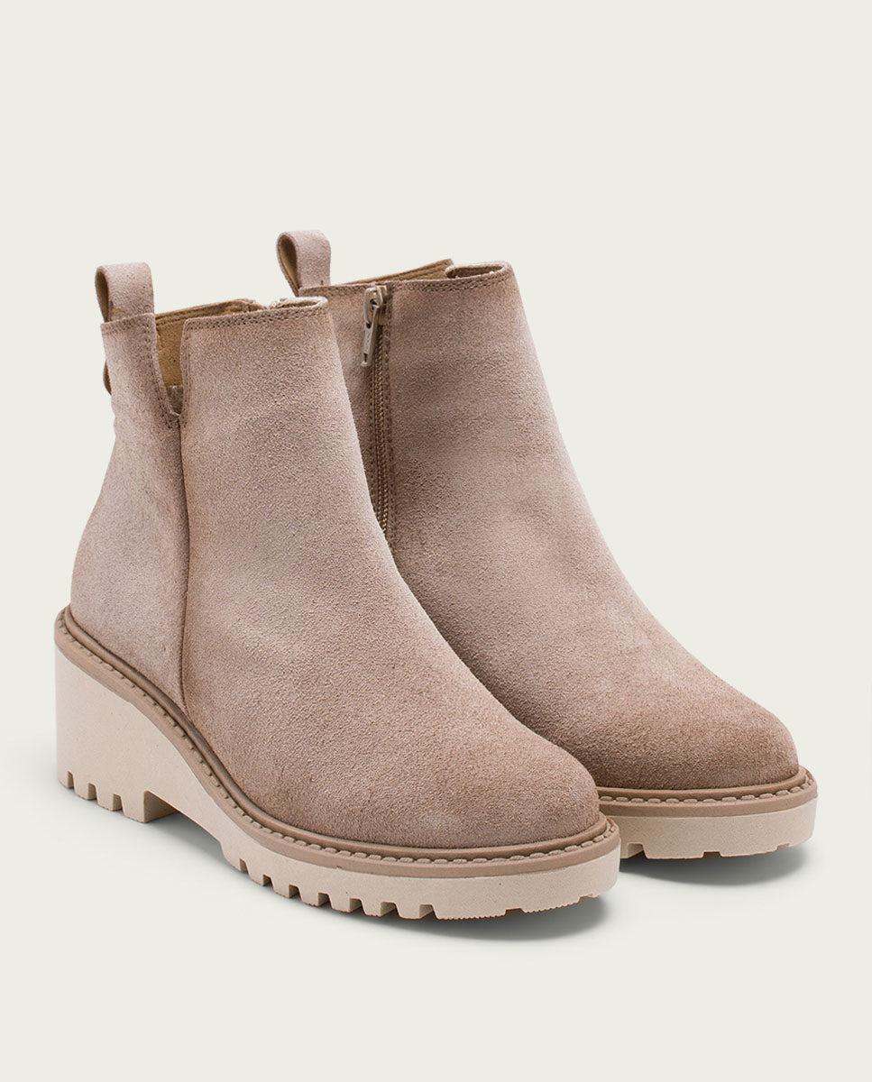 porronet BOTINES DE PIEL CON CUÑA Y CREMALLERA ARENA LIDIA