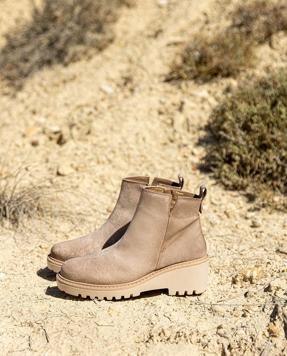 porronet BOTINES DE PIEL CON CUÑA Y CREMALLERA ARENA LIDIA Tienda de fábrica