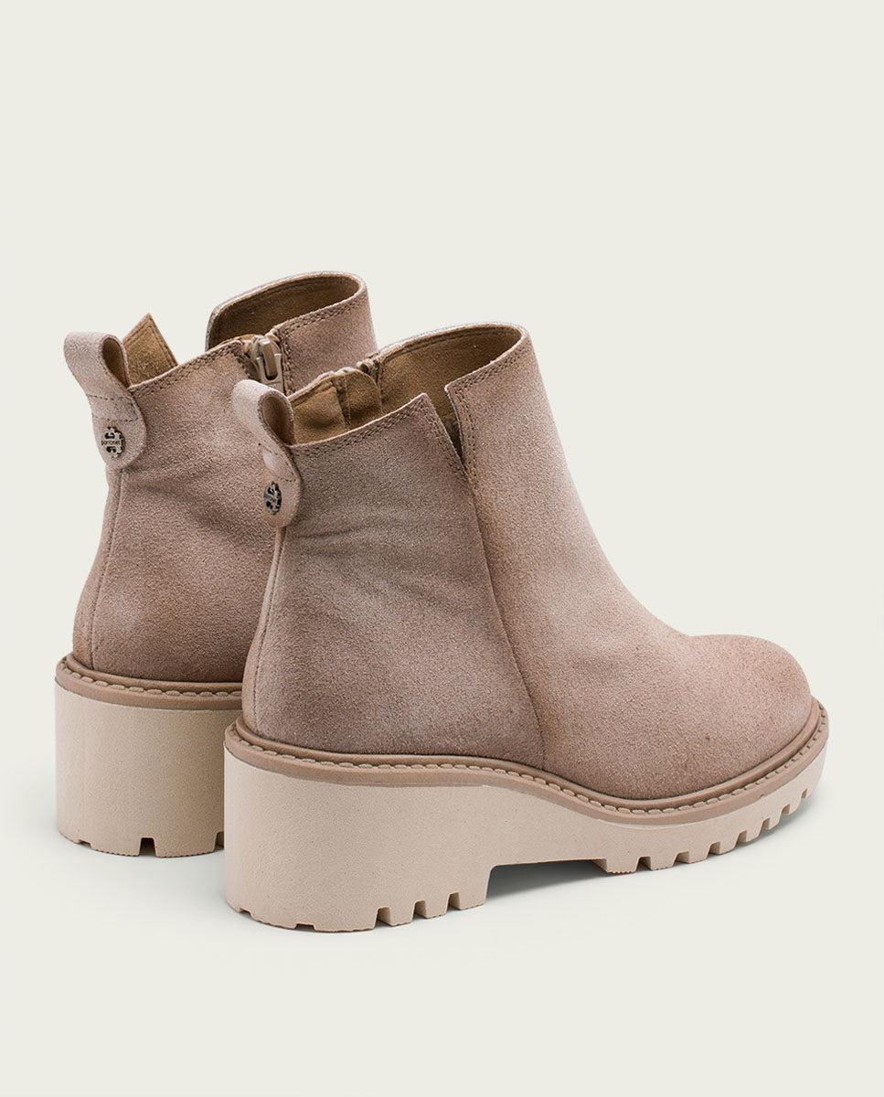 porronet BOTINES DE PIEL CON CUÑA Y CREMALLERA ARENA LIDIA Tienda de fábrica