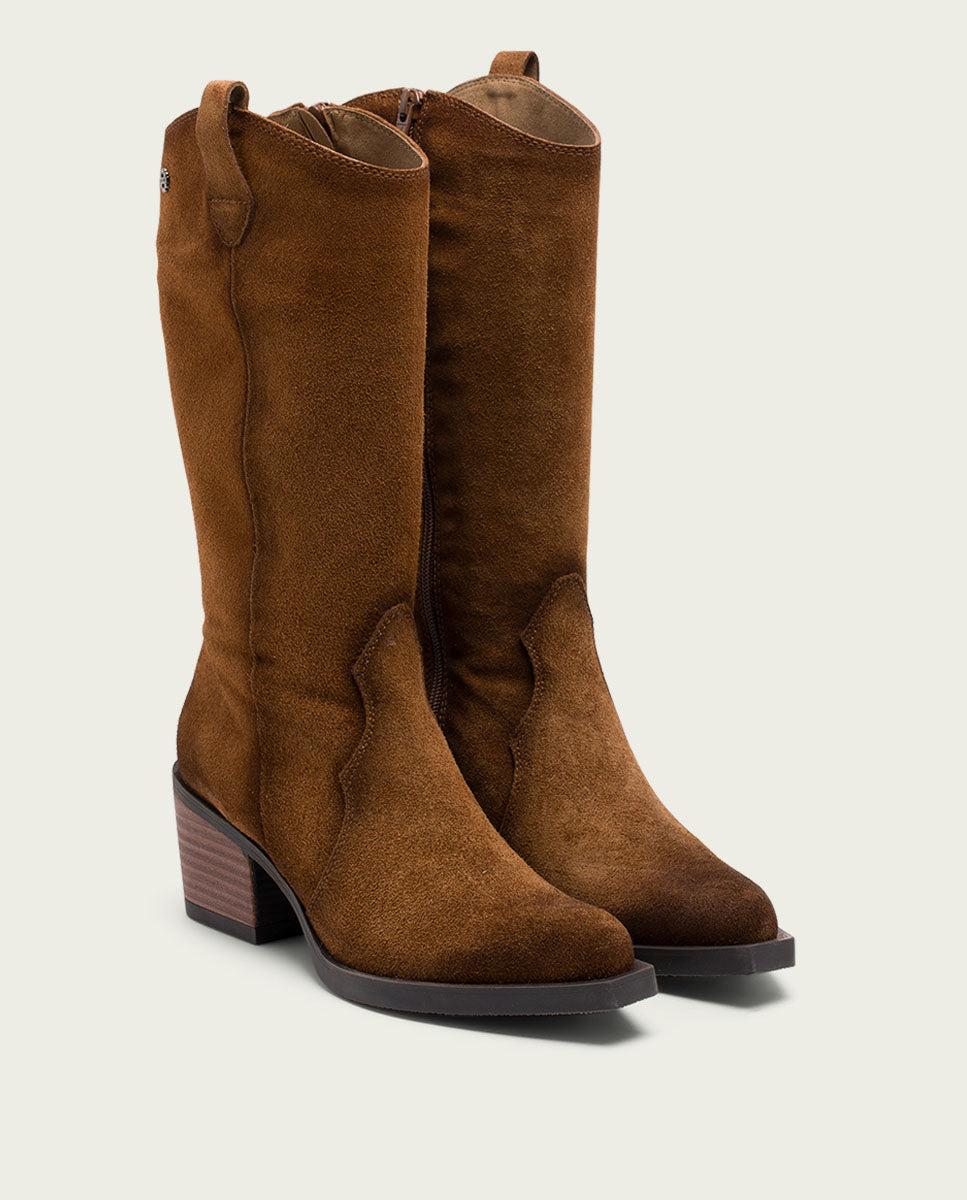 porronet BOTAS COWBOY DE PIEL CUERO CON CREMALLERA HILDA En oferta