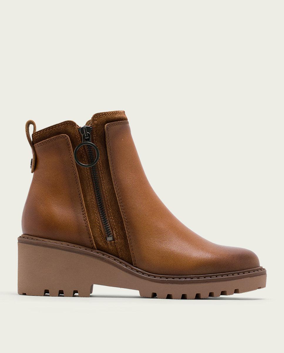 porronet BOTINES DE PIEL CON CUÑA Y CREMALLERA CUERO LEONA