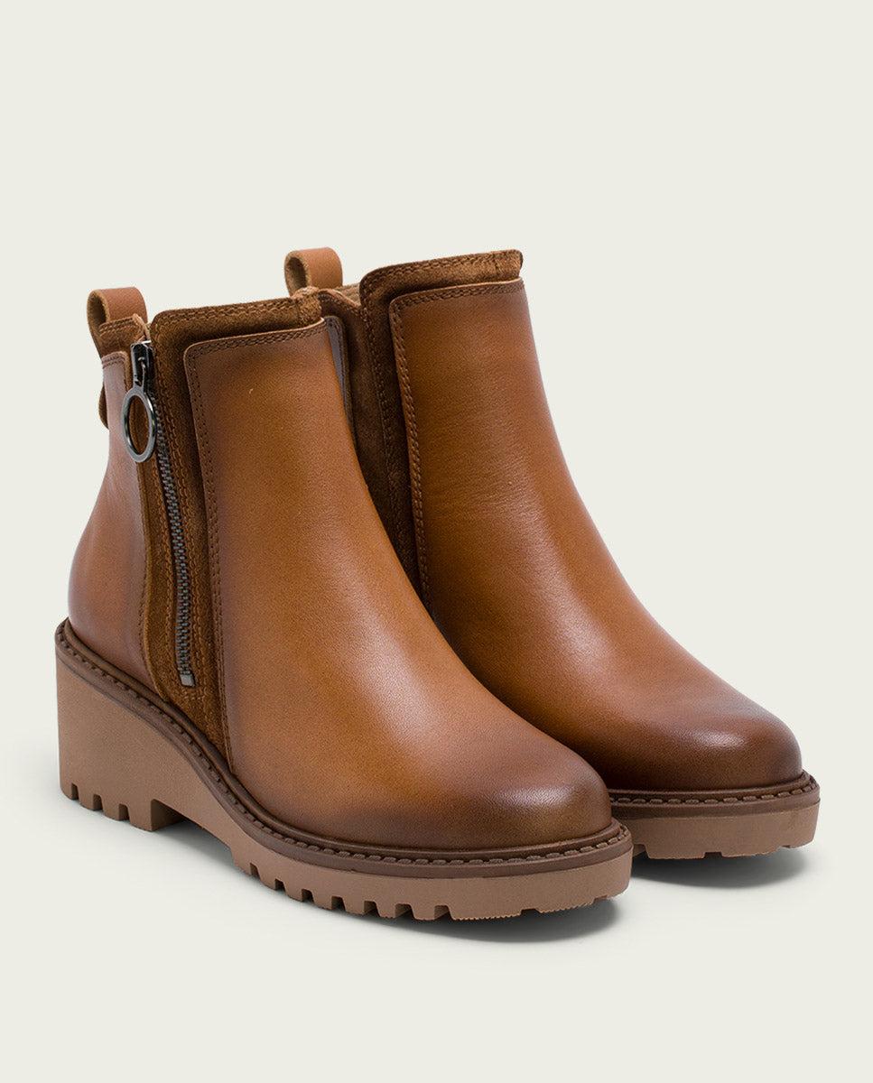 porronet BOTINES DE PIEL CON CUÑA Y CREMALLERA CUERO LEONA Ofertas especiales