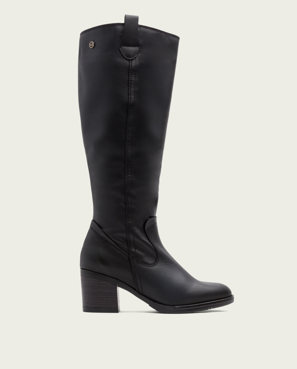 porronet BOTAS DE PIEL NEGRA CON CREMALLERA JEMMA Rebajas
