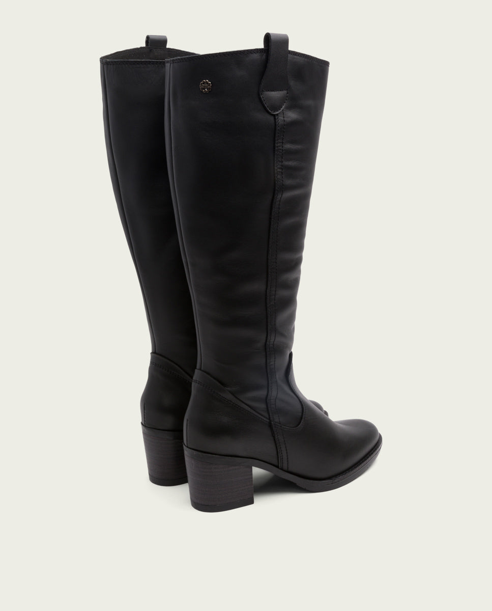 porronet BOTAS DE PIEL NEGRA CON CREMALLERA JEMMA Rebajas