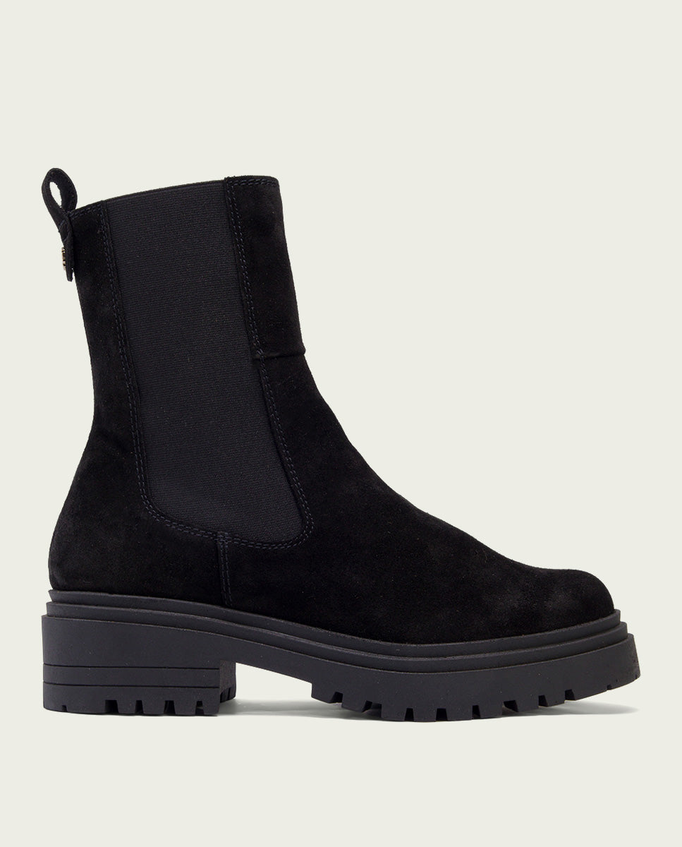 porronet BOTINES DE SERRAJE NEGROS CON ELÁSTICOS FLEUR