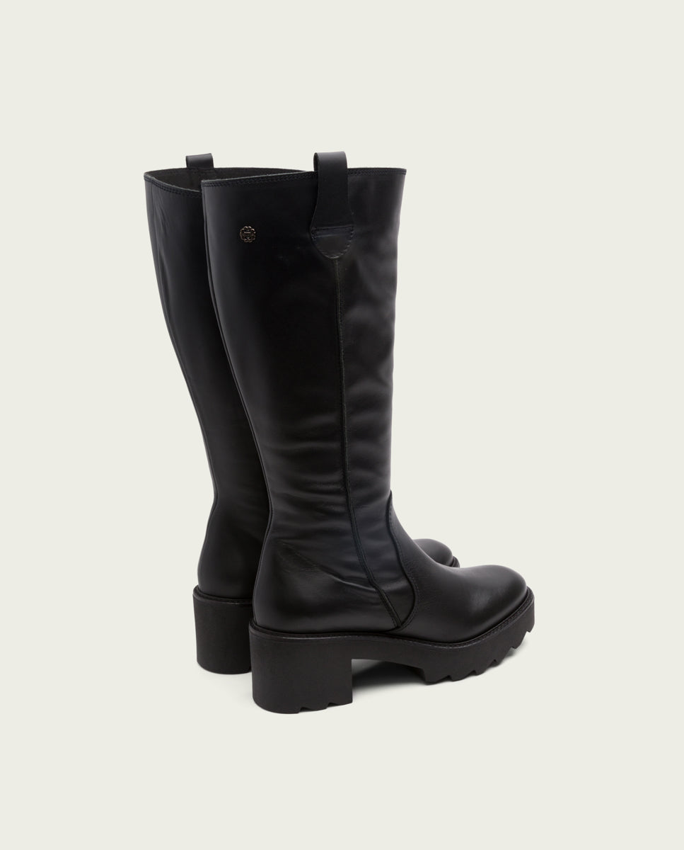 porronet BOTAS DE PIEL CON CREMALLERA NEGRA MAYRA En oferta