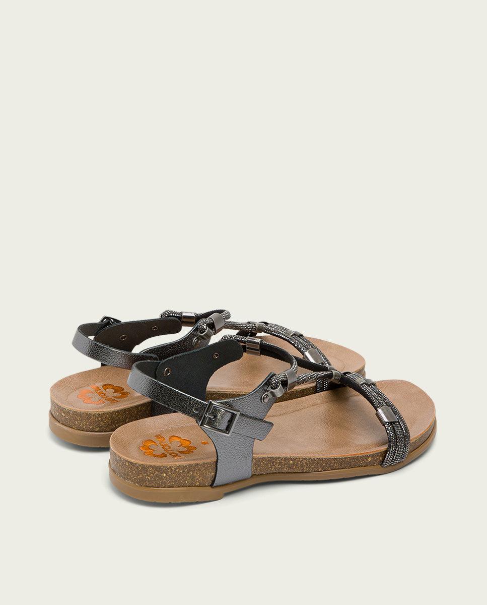 porronet SANDALIA BIO CON PALA DE BRILLANTES PIEL PLOMO DEMI Rebajas baratas