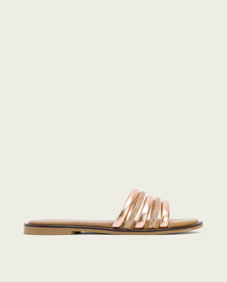 porronet SANDALIA PLANA CON BRILLANTES PIEL ROSE CLEO Rebajas online