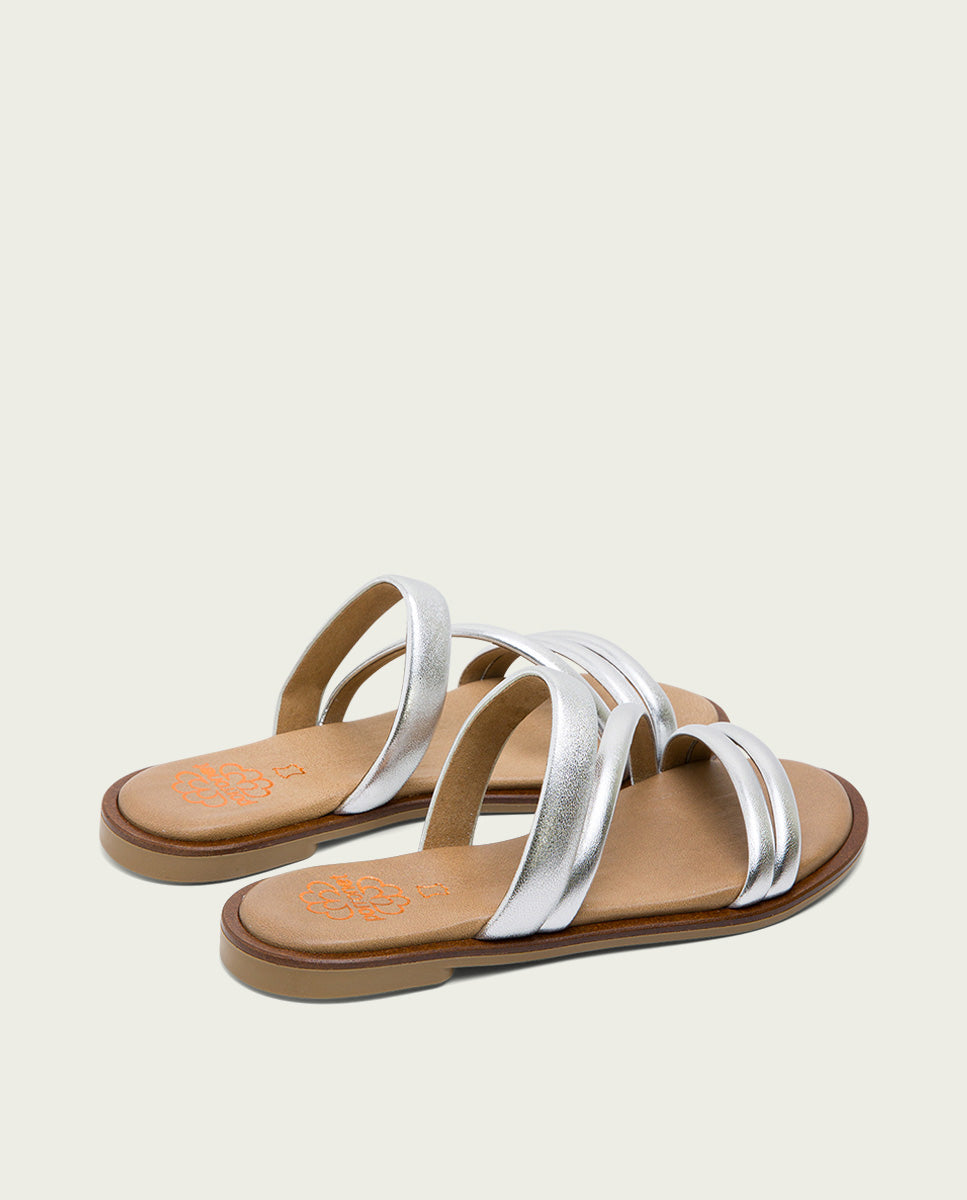 porronet SANDALIA PLANA PIEL PLATA CAROL Oferta especial