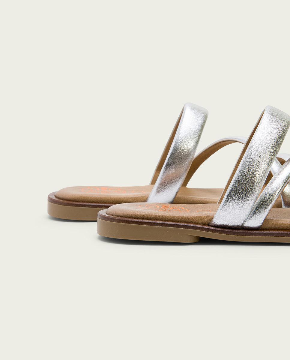 porronet SANDALIA PLANA PIEL PLATA CAROL Oferta especial