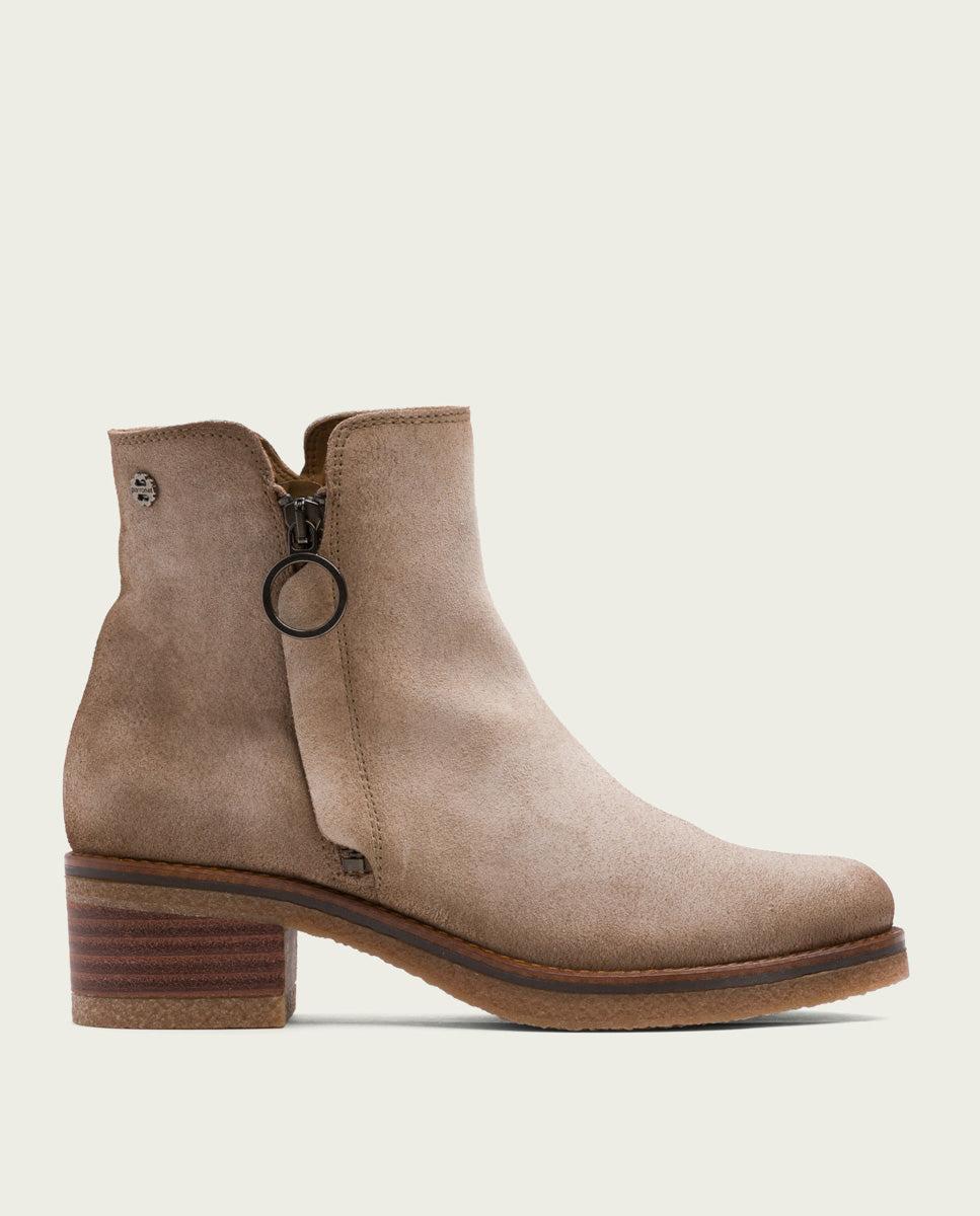 porronet BOTINES DE PIEL ARENA CON CREMALLERA GLEDA