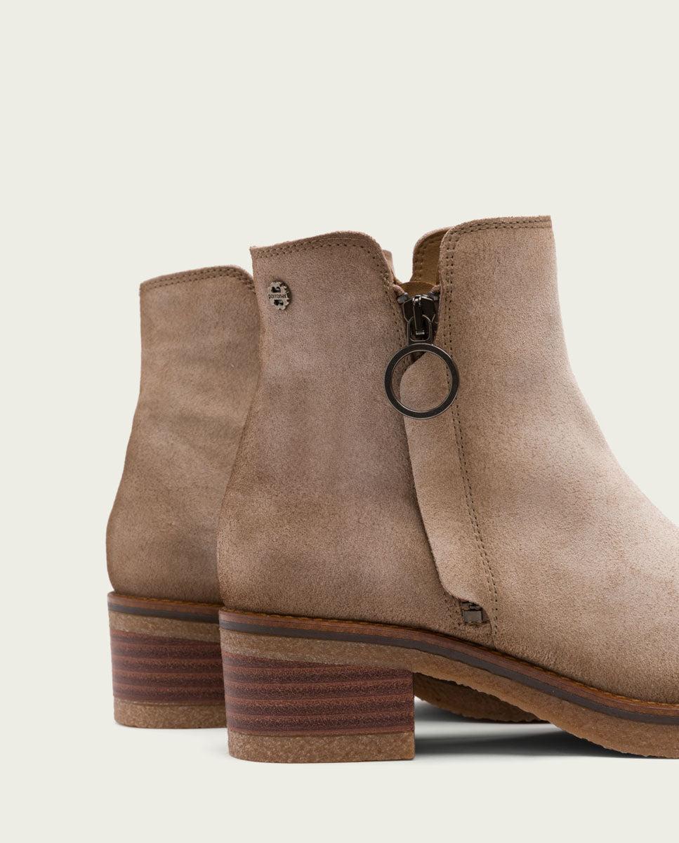 porronet BOTINES DE PIEL ARENA CON CREMALLERA GLEDA Precio de fábrica