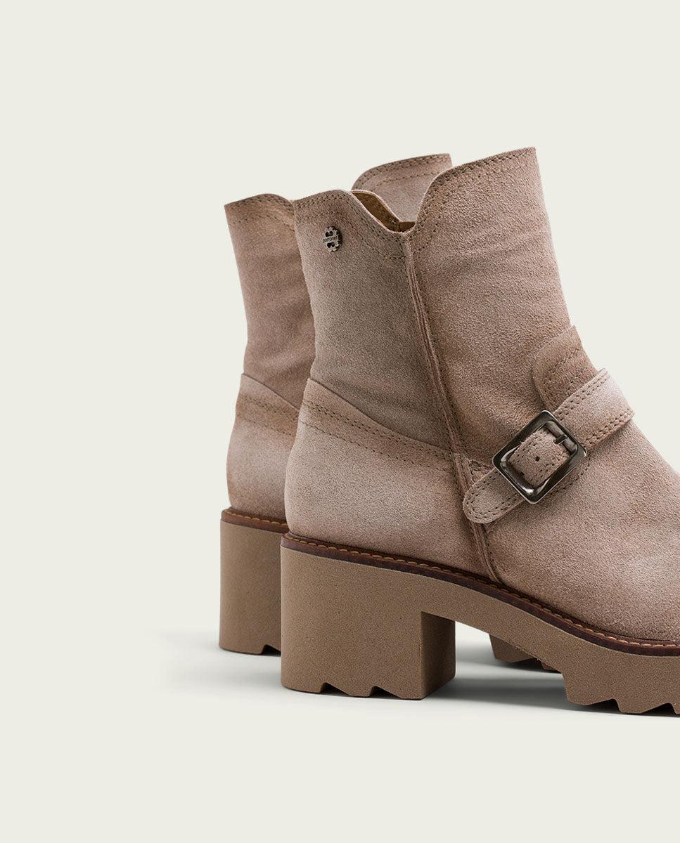 porronet BOTINES DE PIEL CON CREMALLERA ARENA MAR Solo queda un día
