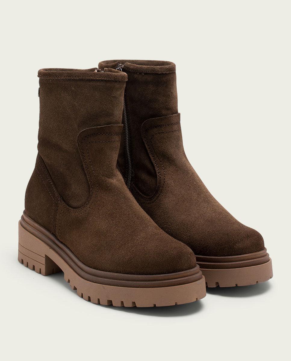 porronet BOTINES DE PIEL MOKA CON CREMALLERA FIDES Liquidación