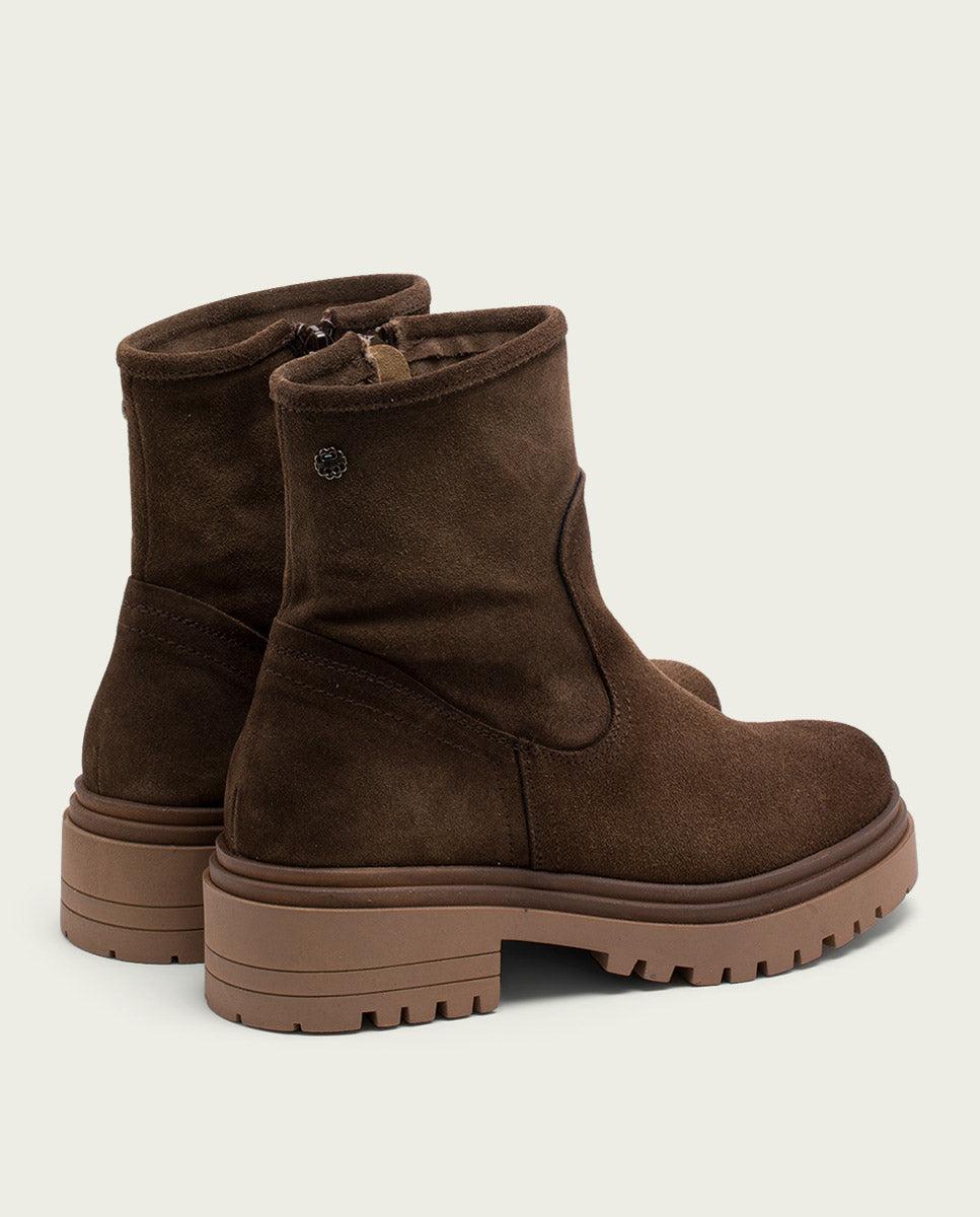 porronet BOTINES DE PIEL MOKA CON CREMALLERA FIDES Liquidación