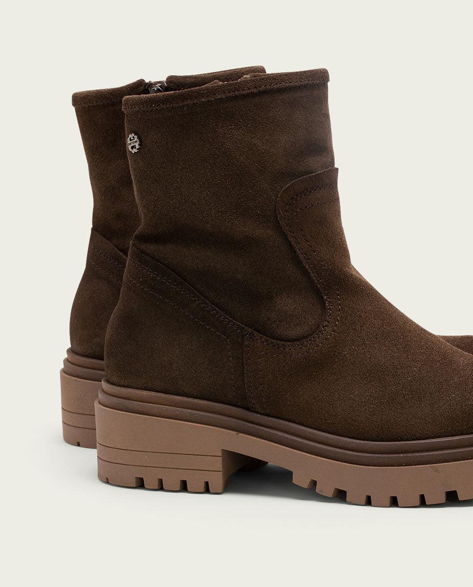 porronet BOTINES DE PIEL MOKA CON CREMALLERA FIDES Liquidación