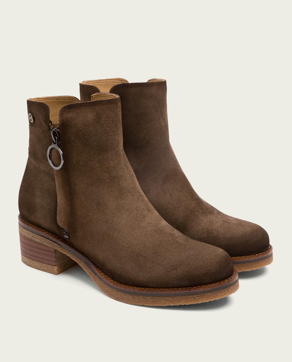 porronet BOTINES DE PIEL MOKA CON CREMALLERA GLEDA Tienda de fábrica