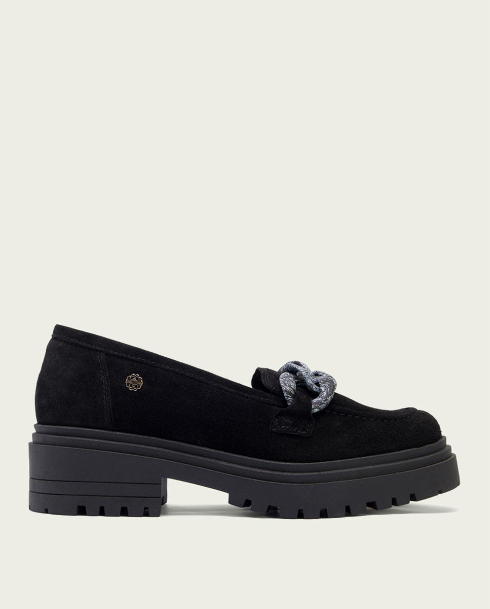 porronet MOCASINES PLANOS NEGROS CON ADORNO SAIKO