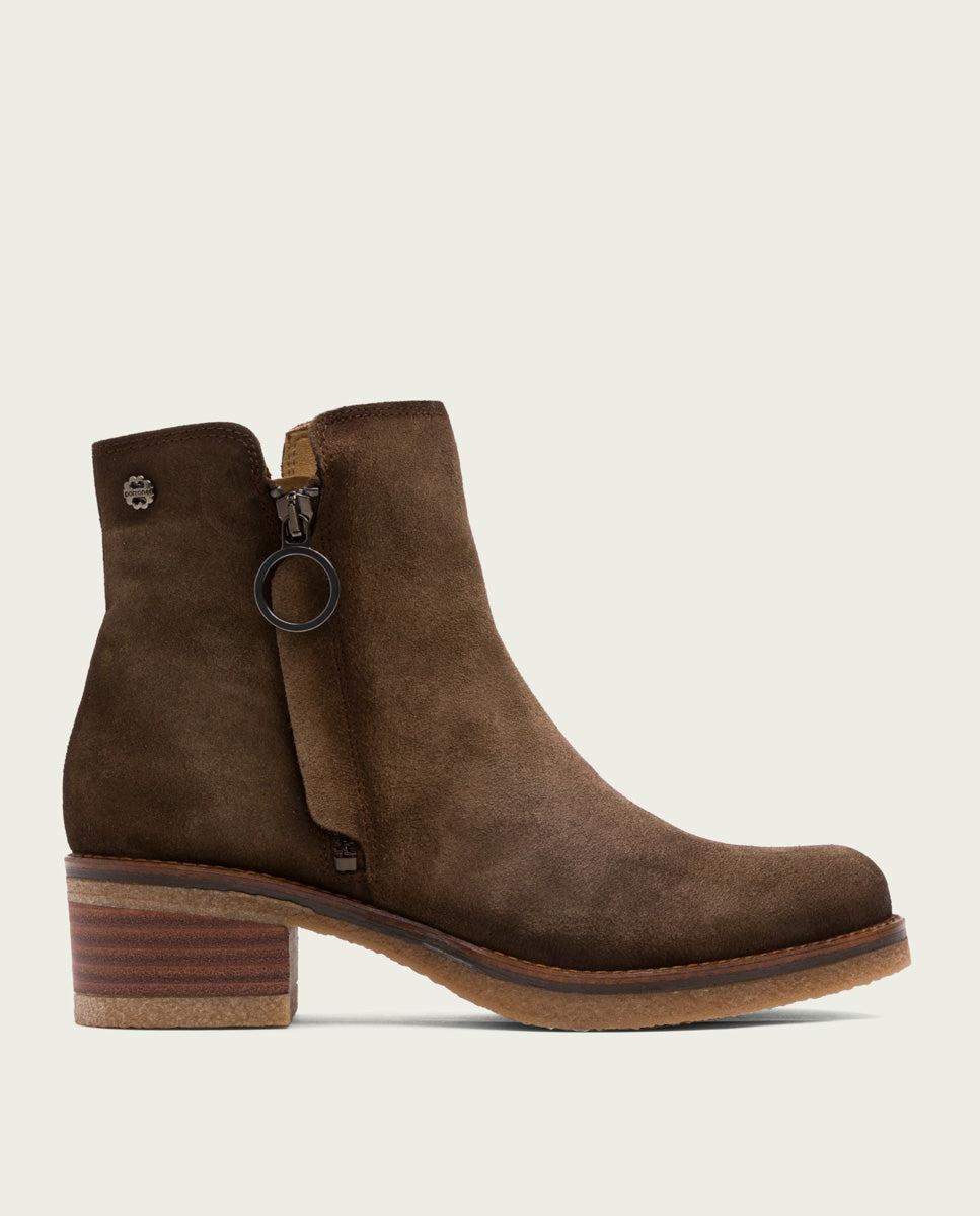 porronet BOTINES DE PIEL MOKA CON CREMALLERA GLEDA
